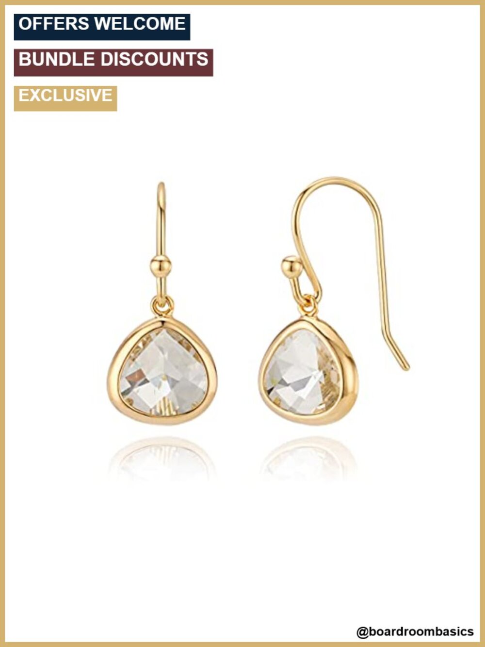 Gold-Plated Cubic Zirconia Dangle Earrings Hypoallergenic Lightweight